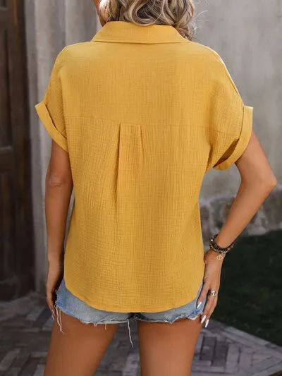 Leslie Textured Pocketed Button Up Shirt