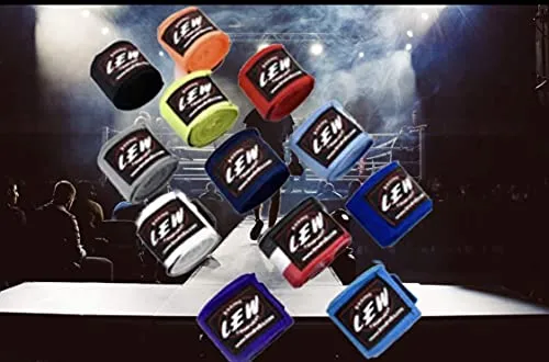 LEW Mexican Style Boxing Cotton/Spandex Blend 180" with Elastic Hand and Wrist Support Hand Wraps (Multicolor)
