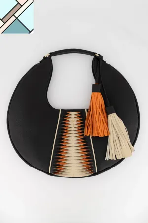 Libertas Hobo Black & Orange Handbag