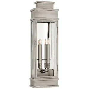 Linear Large Wall Lantern in Antique Nickel with Clear Glass