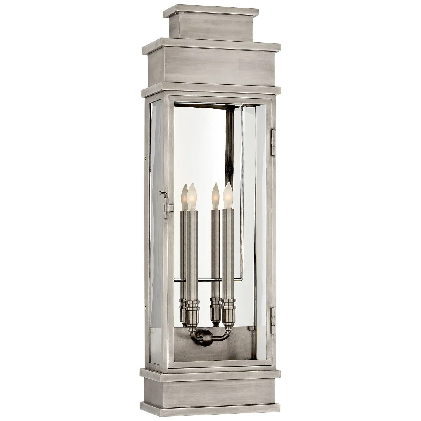 Linear Large Wall Lantern in Antique Nickel with Clear Glass