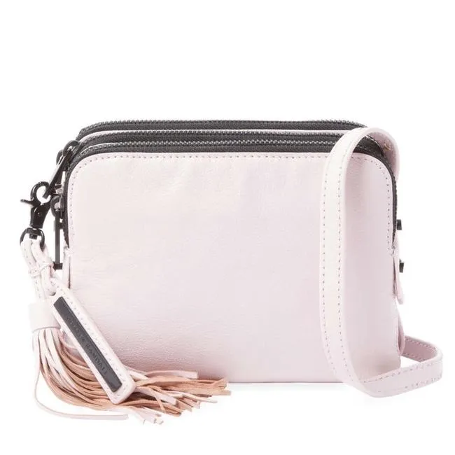 LOEFFLER RANDALL Thistle Pink Leather Triple Zipper Crossbosy Bag $395 NWT