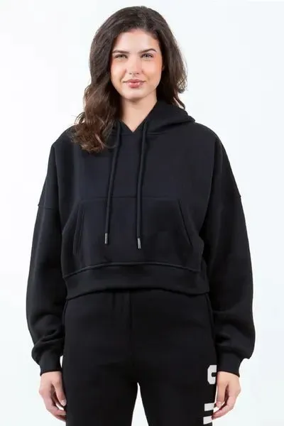Los Angeles Cropped Hoodie - Black