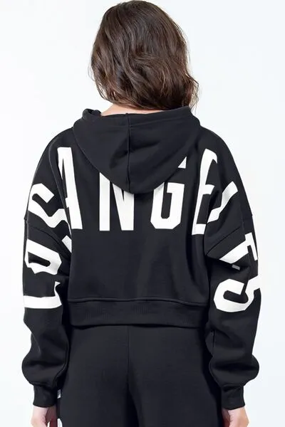 Los Angeles Cropped Hoodie - Black