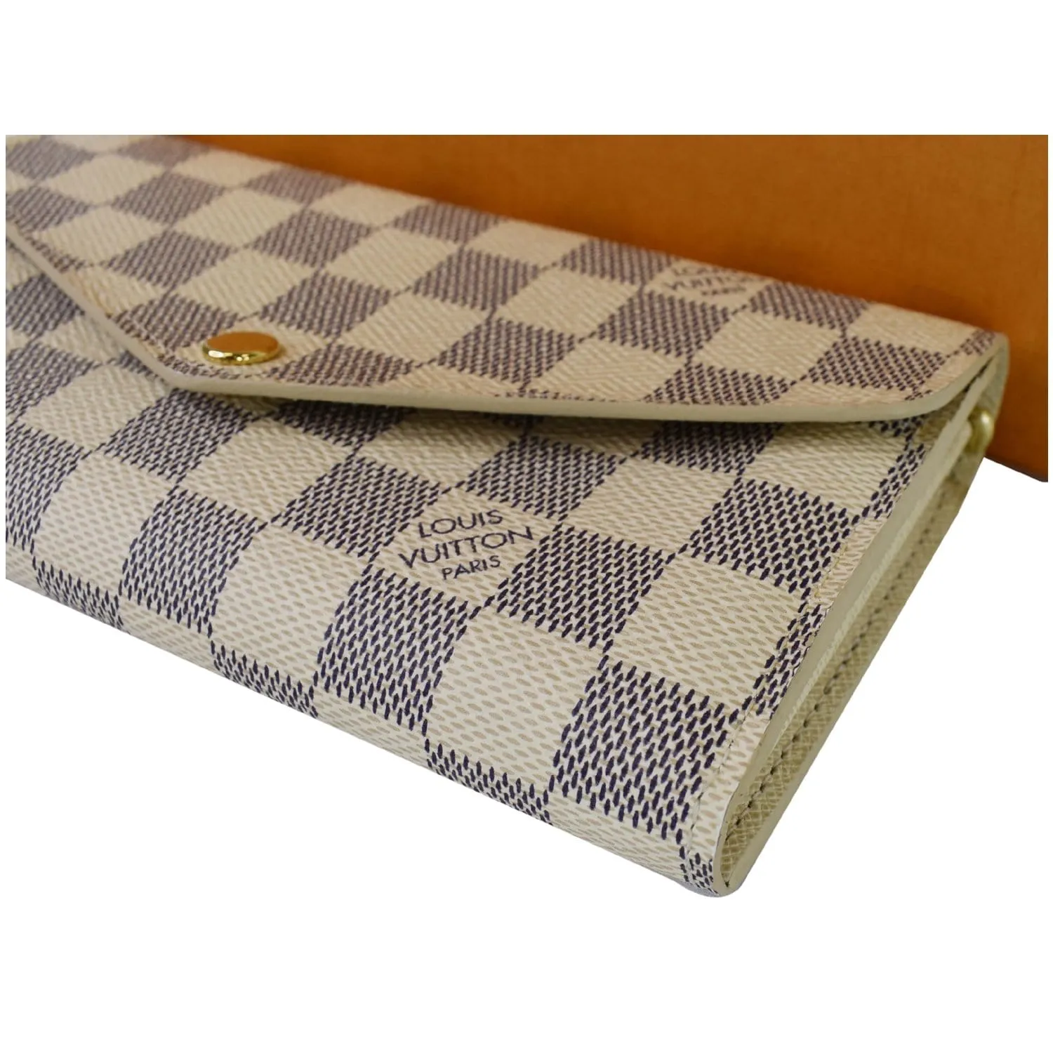 LOUIS VUITTON Damier Azur Sarah Wallet White