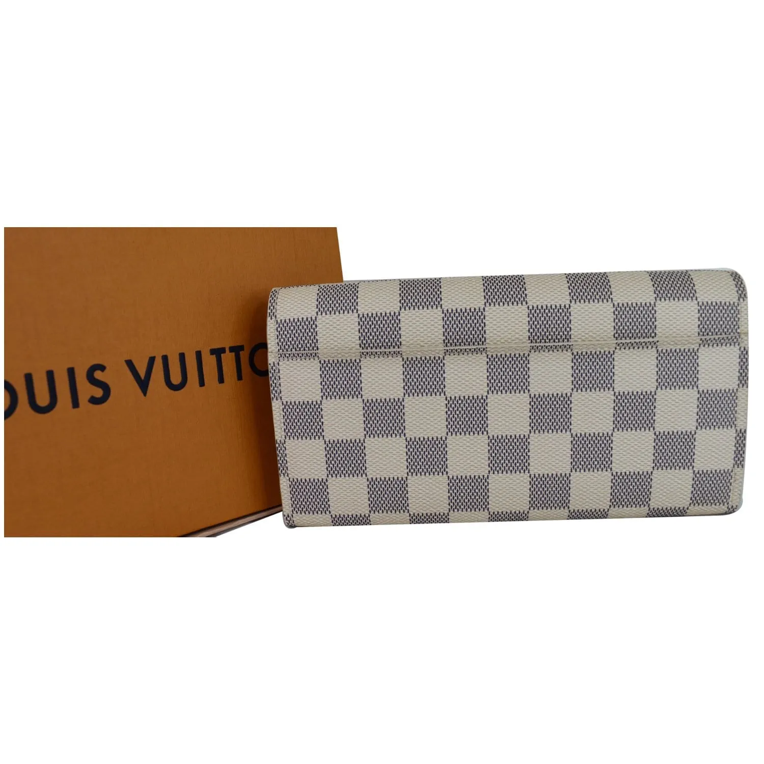 LOUIS VUITTON Damier Azur Sarah Wallet White
