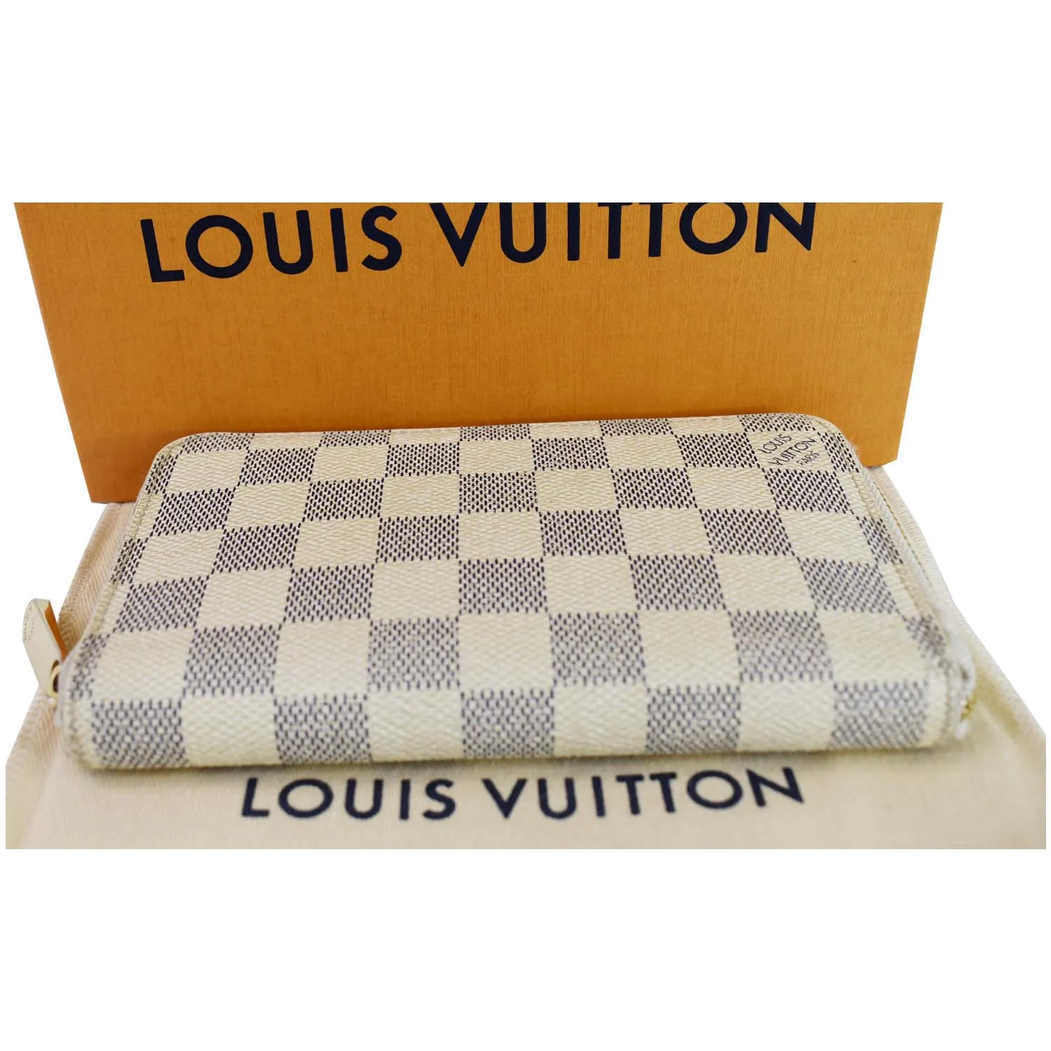 LOUIS VUITTON Damier Azur Zippy Organizer Wallet White