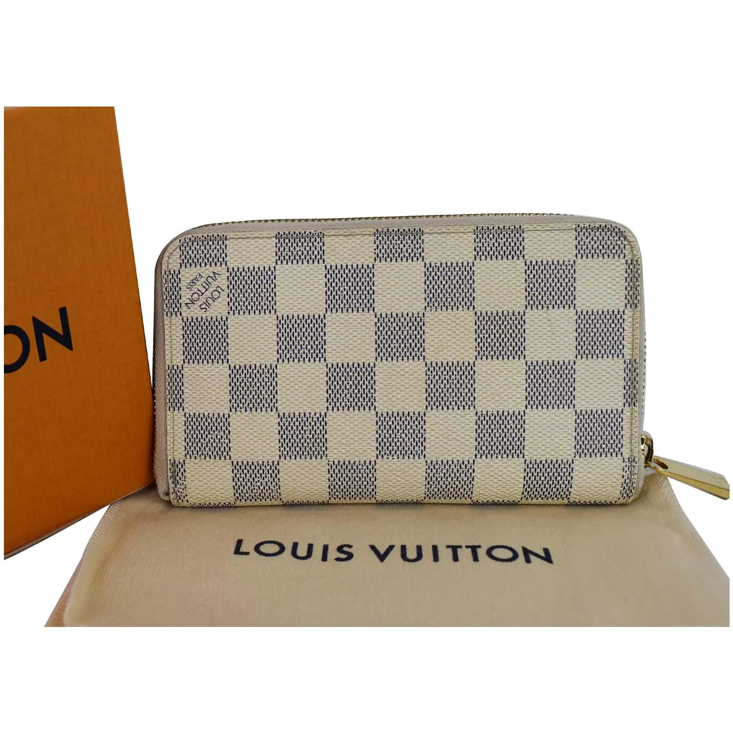 LOUIS VUITTON Damier Azur Zippy Organizer Wallet White