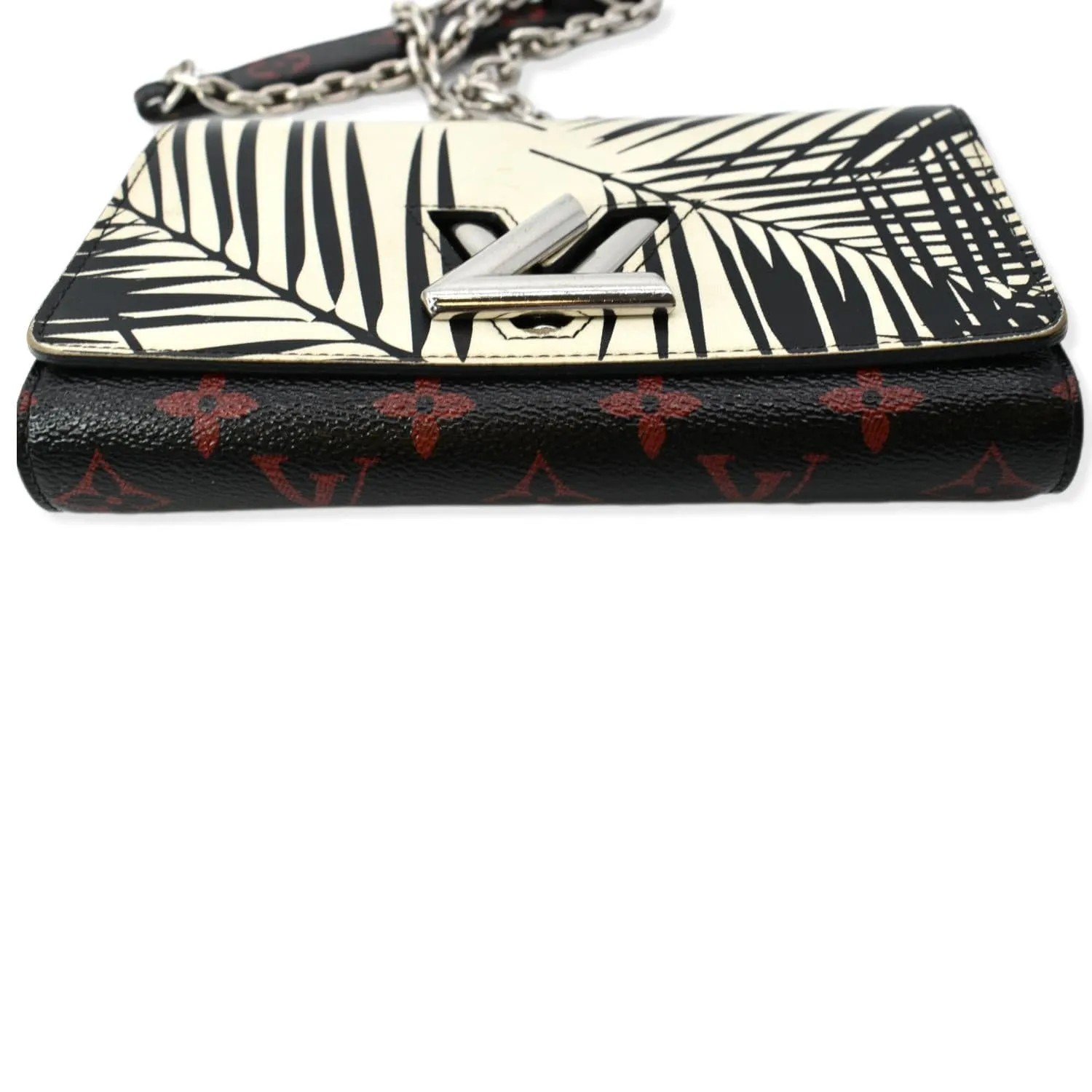 LOUIS VUITTON Monogram Palm Twist Chain Wallet White