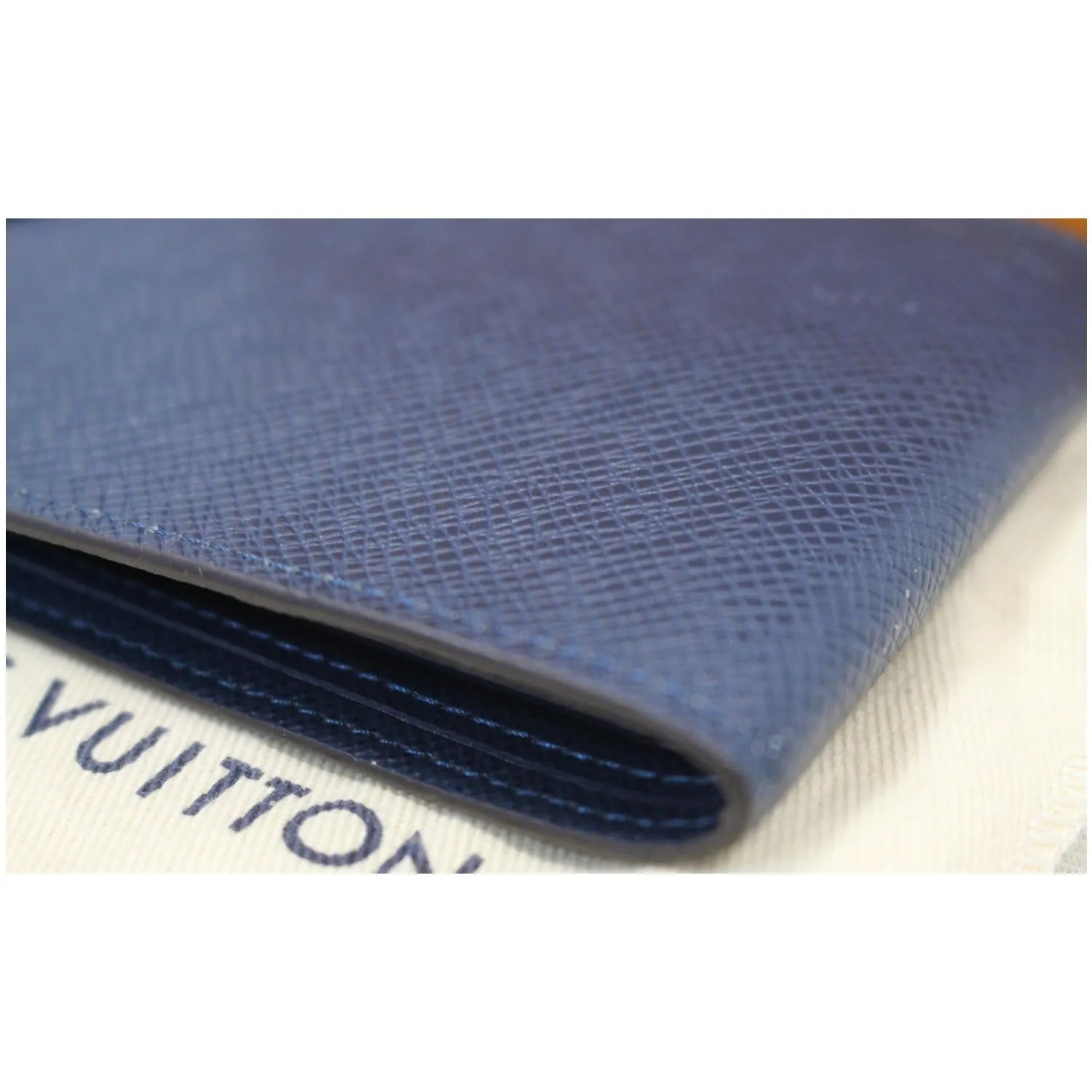 LOUIS VUITTON Multiple Taiga Leather Stripe Bifold Men's Wallet Blue