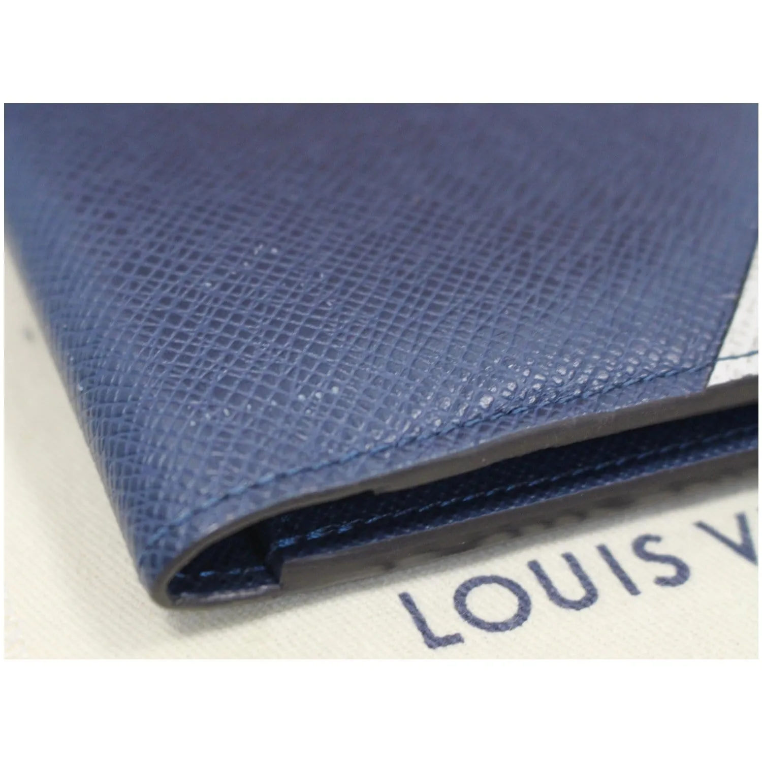 LOUIS VUITTON Multiple Taiga Leather Stripe Bifold Men's Wallet Blue