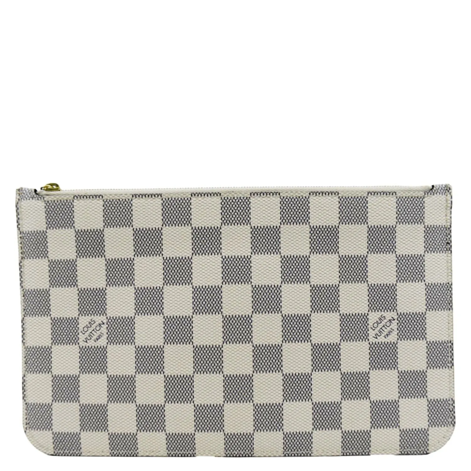 LOUIS VUITTON  Neverfull GM Damier Azur Pochette Wristlet Pouch White