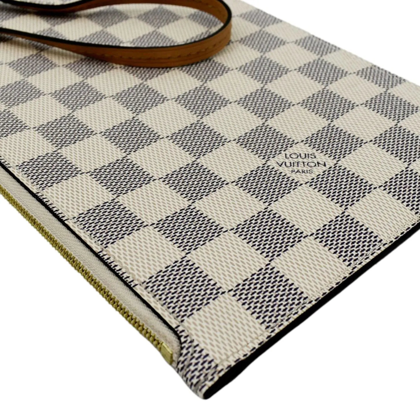 LOUIS VUITTON  Neverfull GM Damier Azur Pochette Wristlet Pouch White