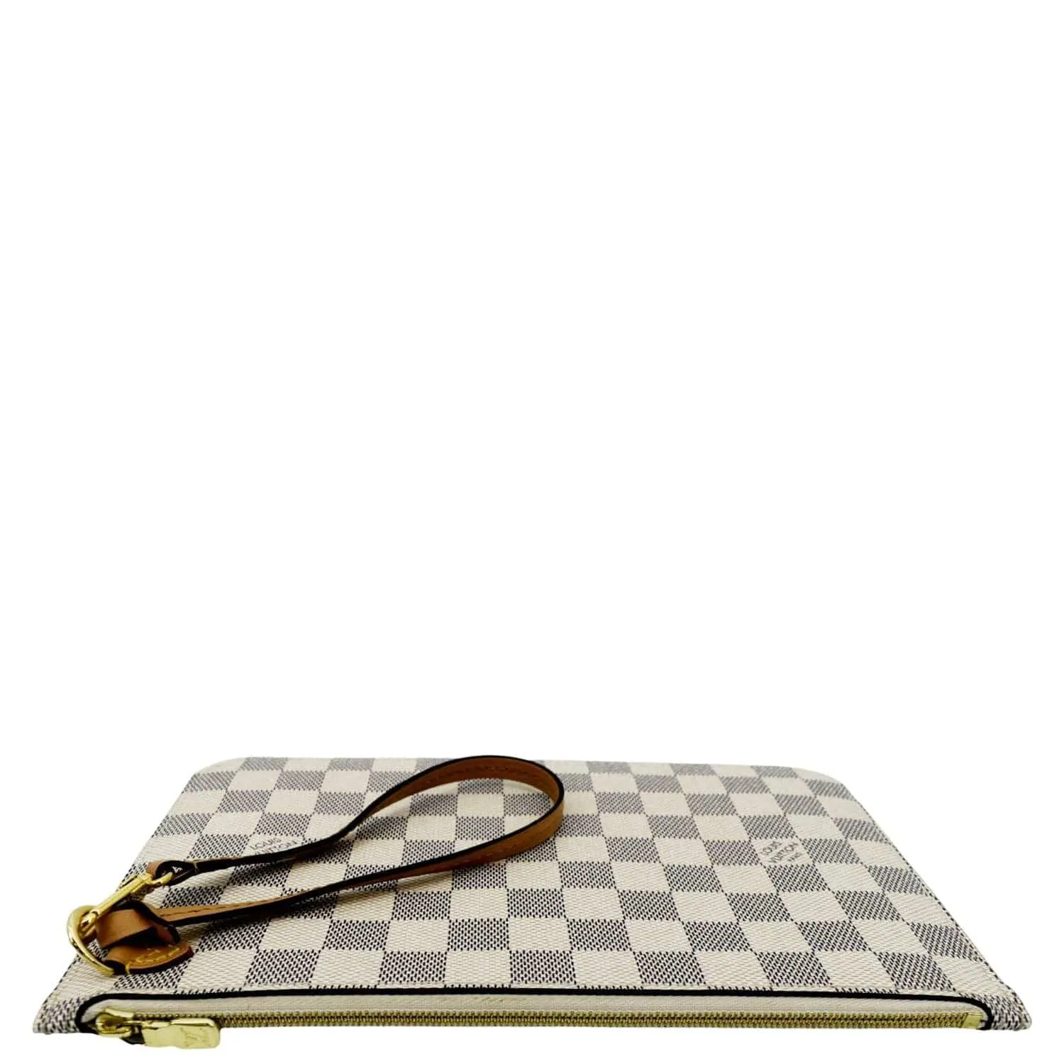LOUIS VUITTON  Neverfull GM Damier Azur Pochette Wristlet Pouch White