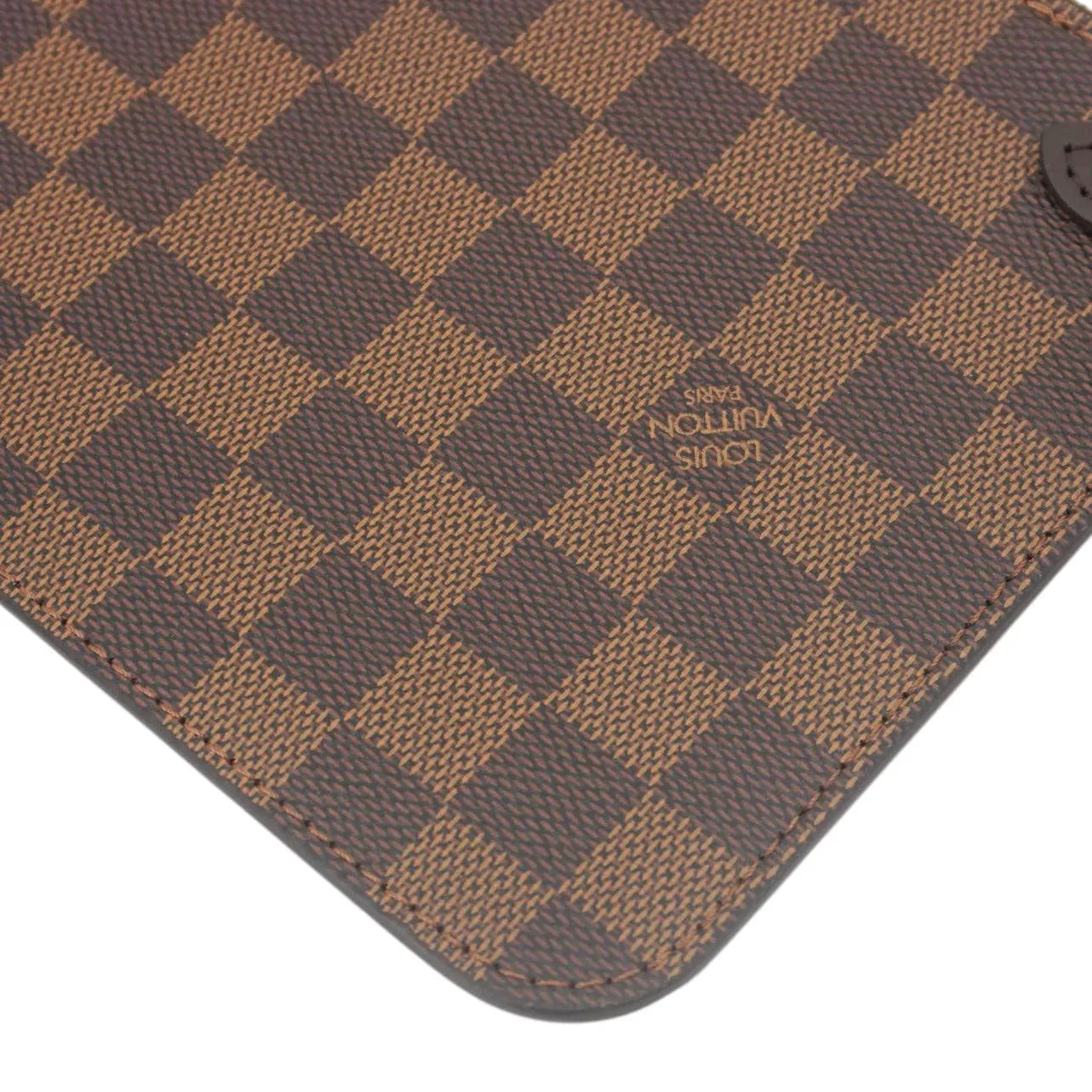 LOUIS VUITTON Neverfull Wristlet Damier Ebene Pouch Brown