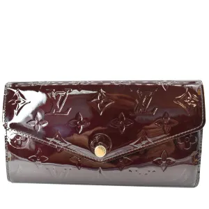 LOUIS VUITTON Sarah Monogram Vernis Leather Wallet Amarante