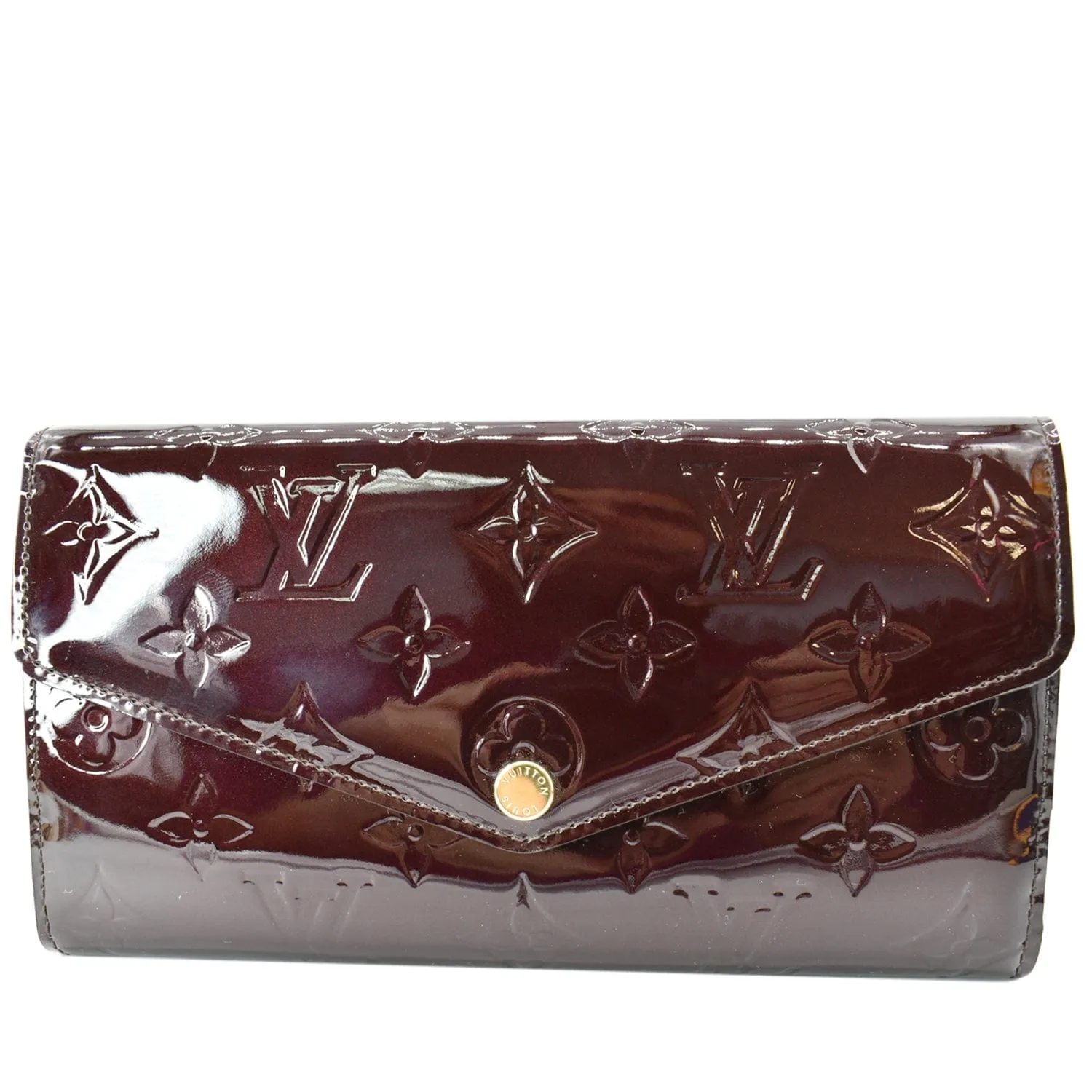 LOUIS VUITTON Sarah Monogram Vernis Leather Wallet Amarante