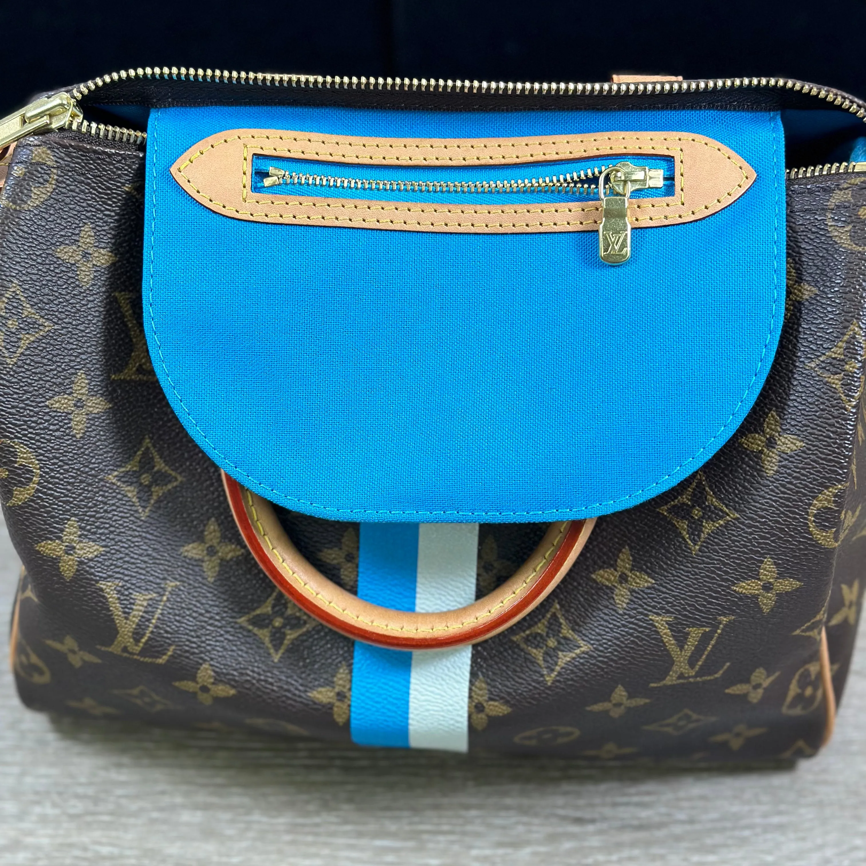 Louis Vuitton Speedy 25 My Heritage w Blue and White stripe