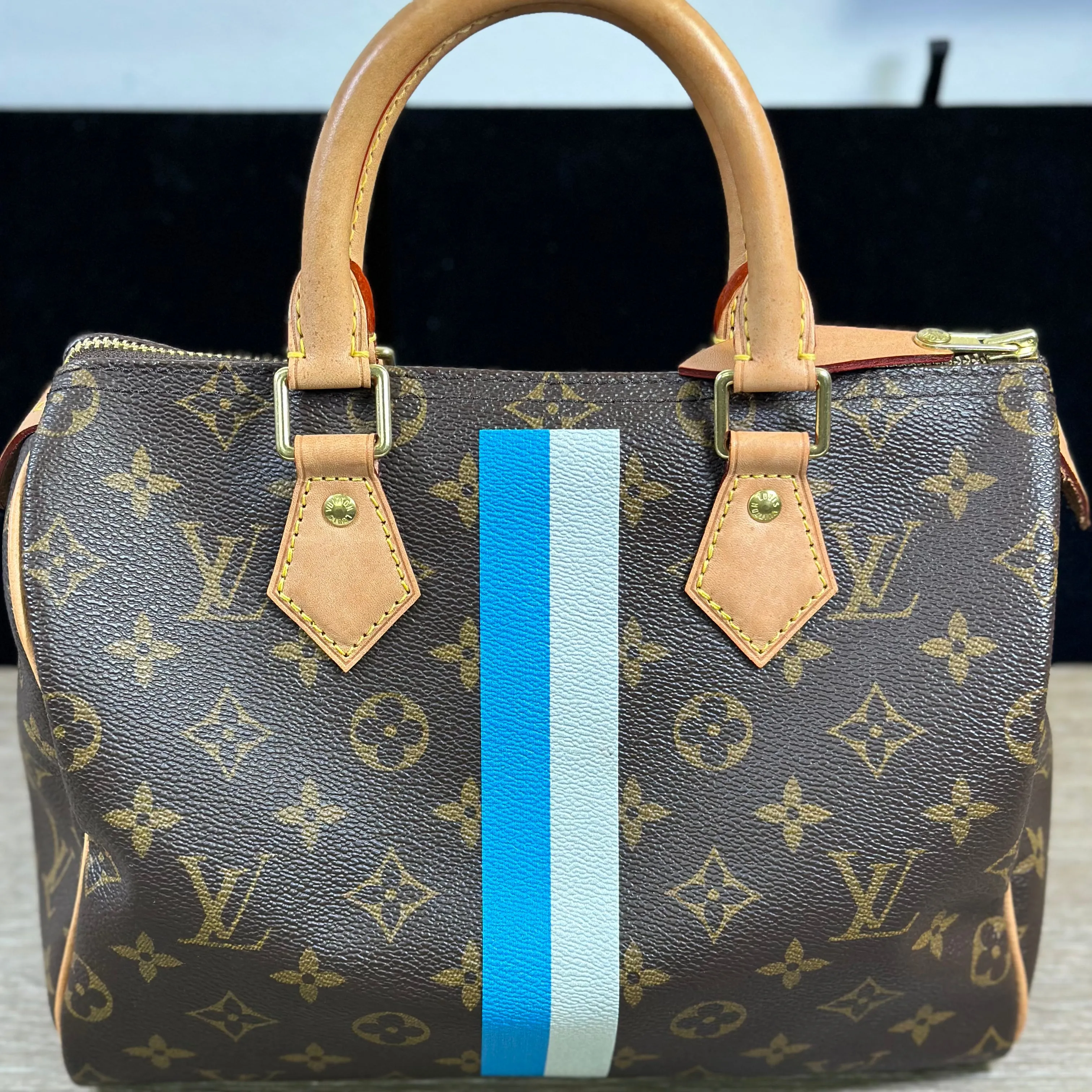 Louis Vuitton Speedy 25 My Heritage w Blue and White stripe