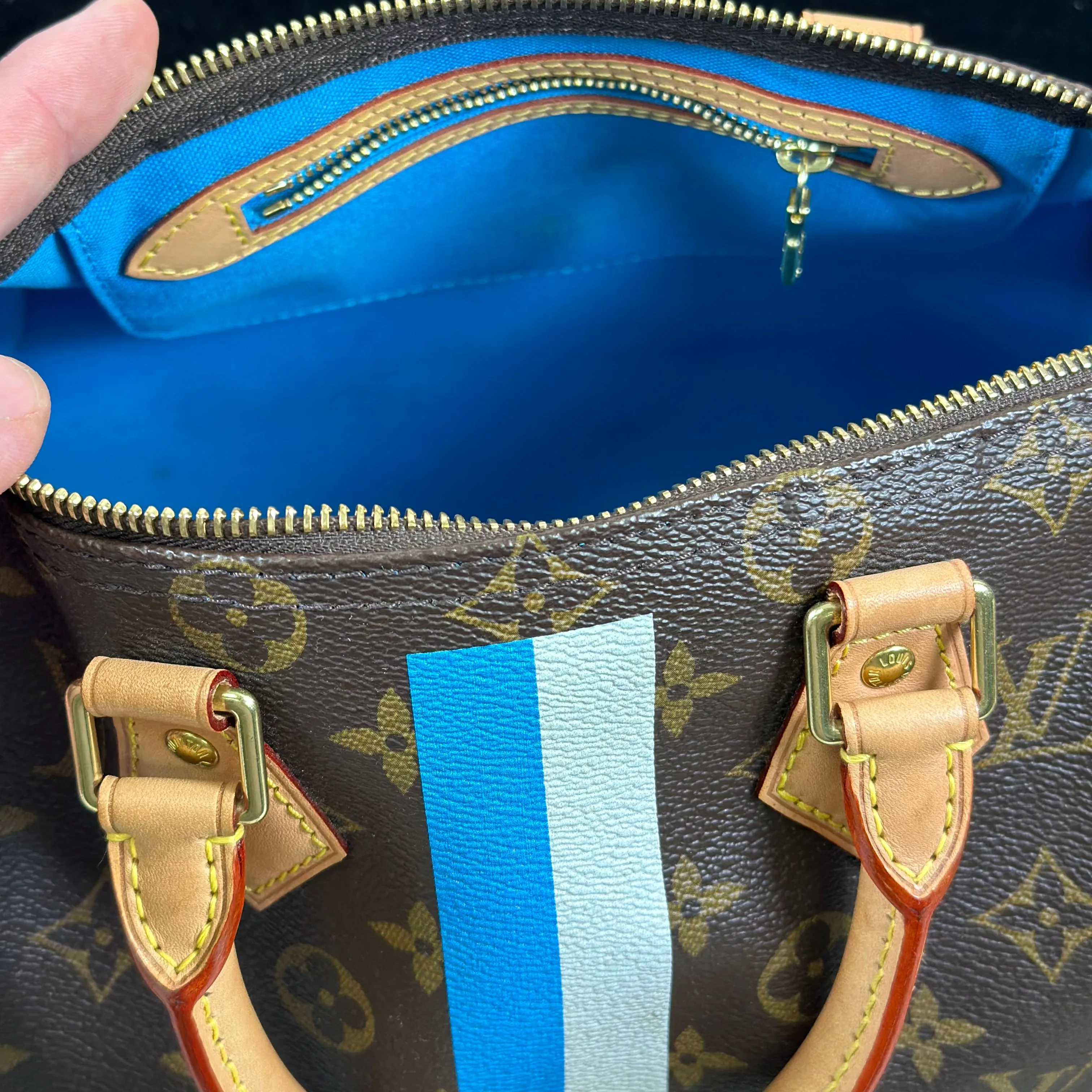 Louis Vuitton Speedy 25 My Heritage w Blue and White stripe