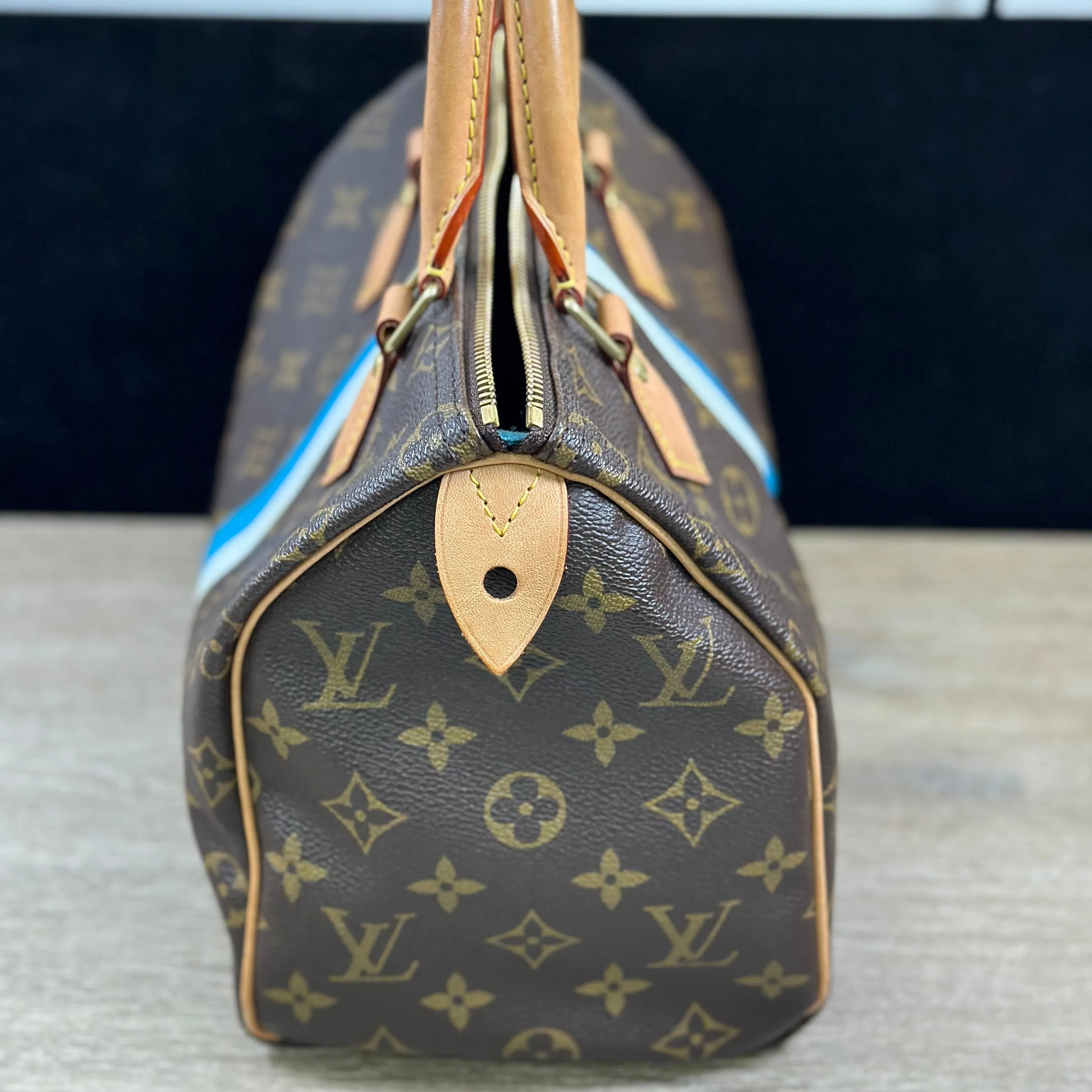 Louis Vuitton Speedy 25 My Heritage w Blue and White stripe