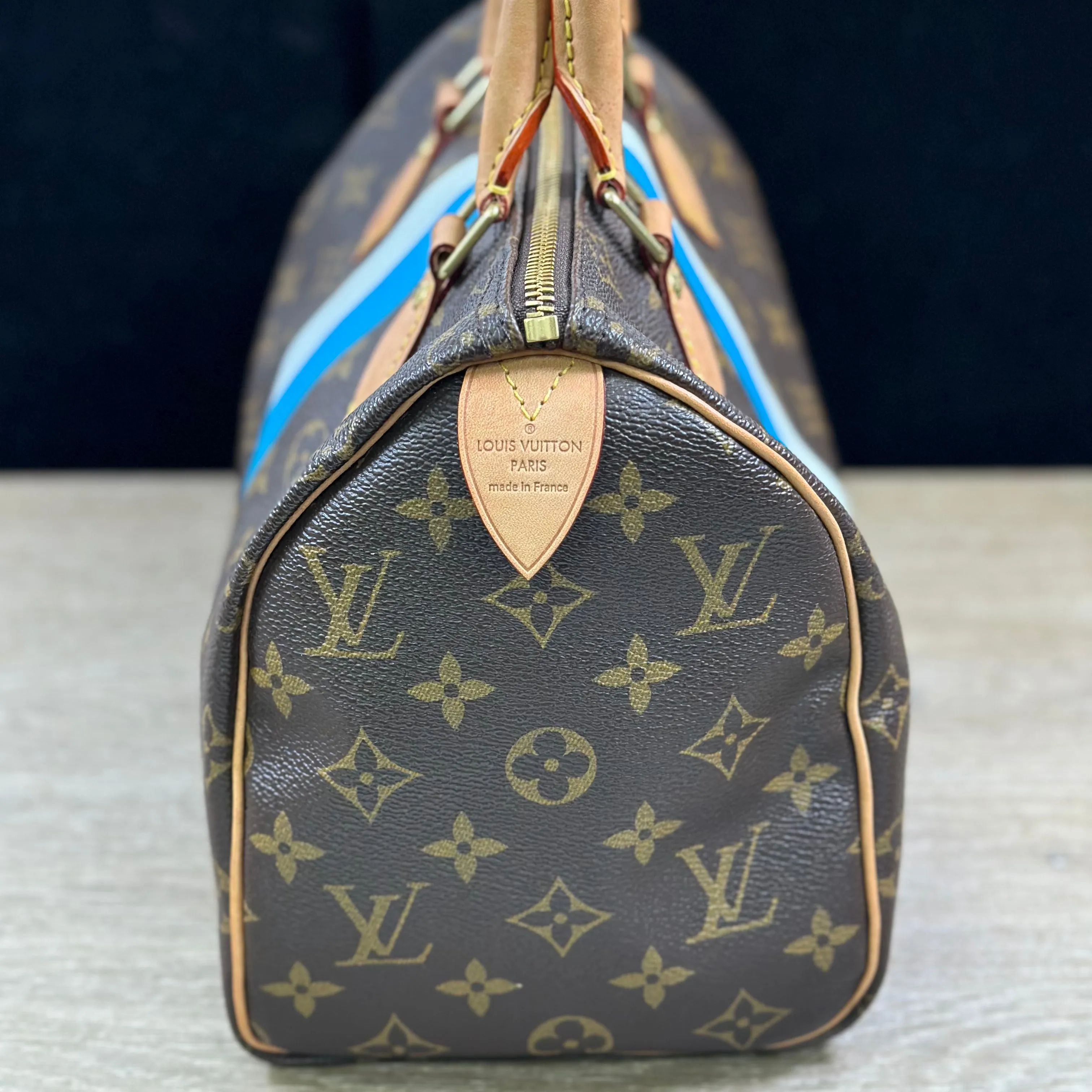Louis Vuitton Speedy 25 My Heritage w Blue and White stripe