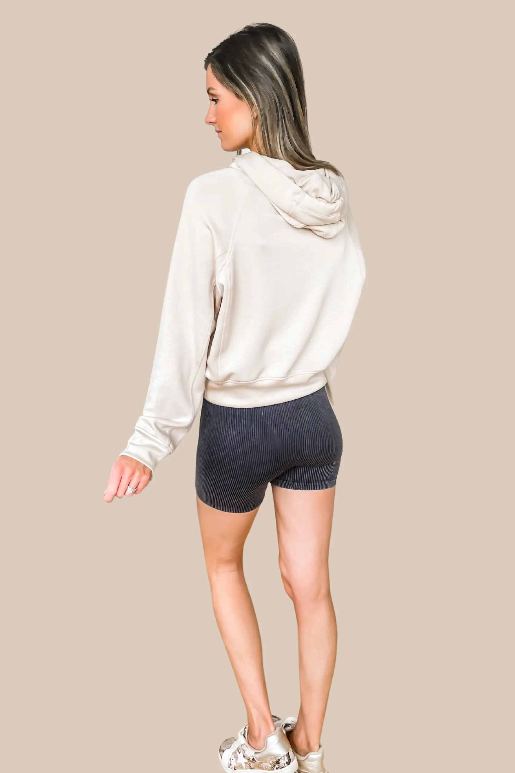 Low Key Hoodie Sweatshirt - Cream - SALE