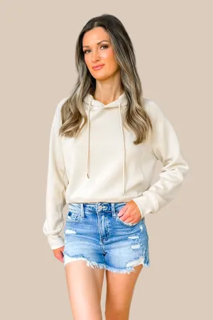 Low Key Hoodie Sweatshirt - Cream - SALE