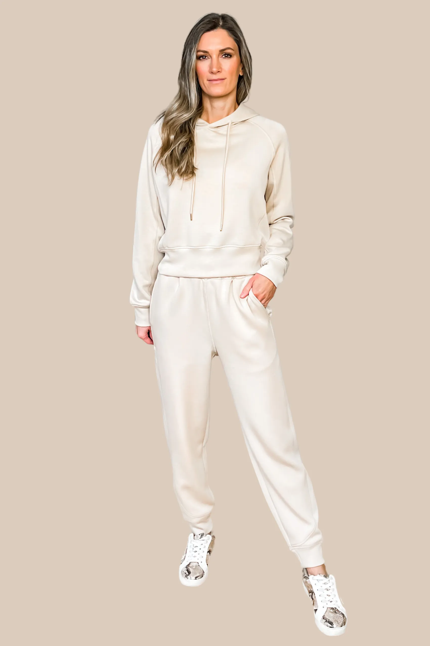 Low Key Hoodie Sweatshirt - Cream - SALE