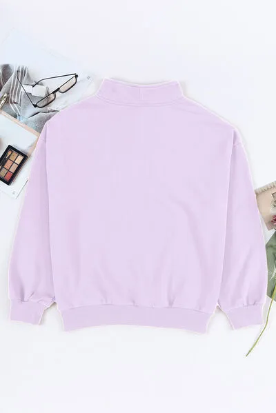 Lucille Quarter Zip Dropped Shoulder Sweatshirt
