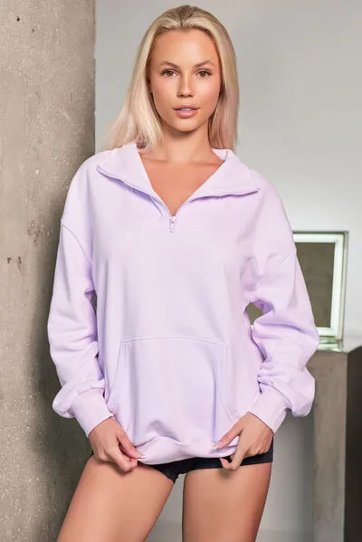 Lucille Quarter Zip Dropped Shoulder Sweatshirt