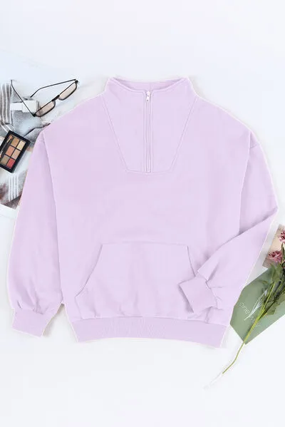 Lucille Quarter Zip Dropped Shoulder Sweatshirt