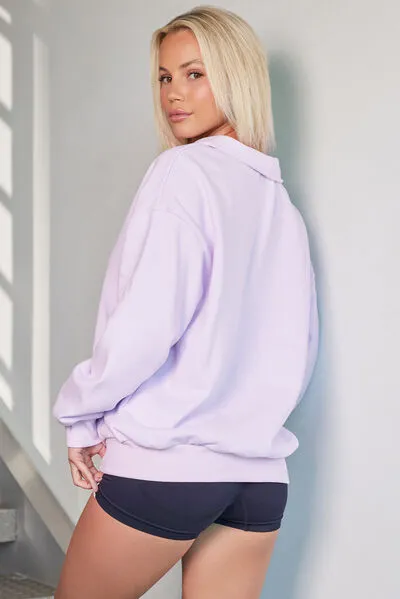 Lucille Quarter Zip Dropped Shoulder Sweatshirt