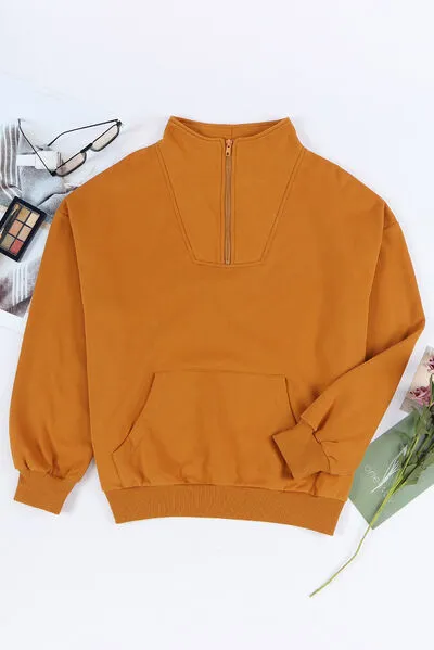 Lucille Quarter Zip Dropped Shoulder Sweatshirt