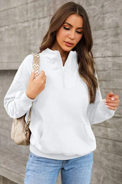 Lucille Quarter Zip Dropped Shoulder Sweatshirt