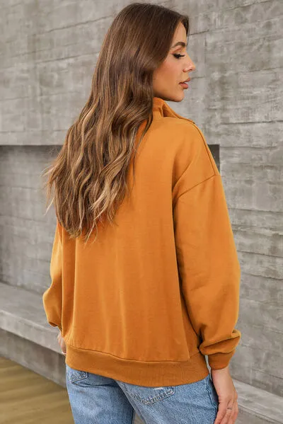 Lucille Quarter Zip Dropped Shoulder Sweatshirt