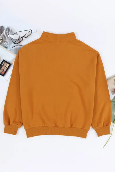 Lucille Quarter Zip Dropped Shoulder Sweatshirt
