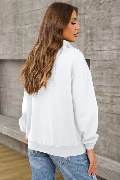 Lucille Quarter Zip Dropped Shoulder Sweatshirt