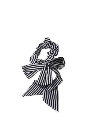 MAE 41-2206 Elastic Scrunchie Black & White Bow