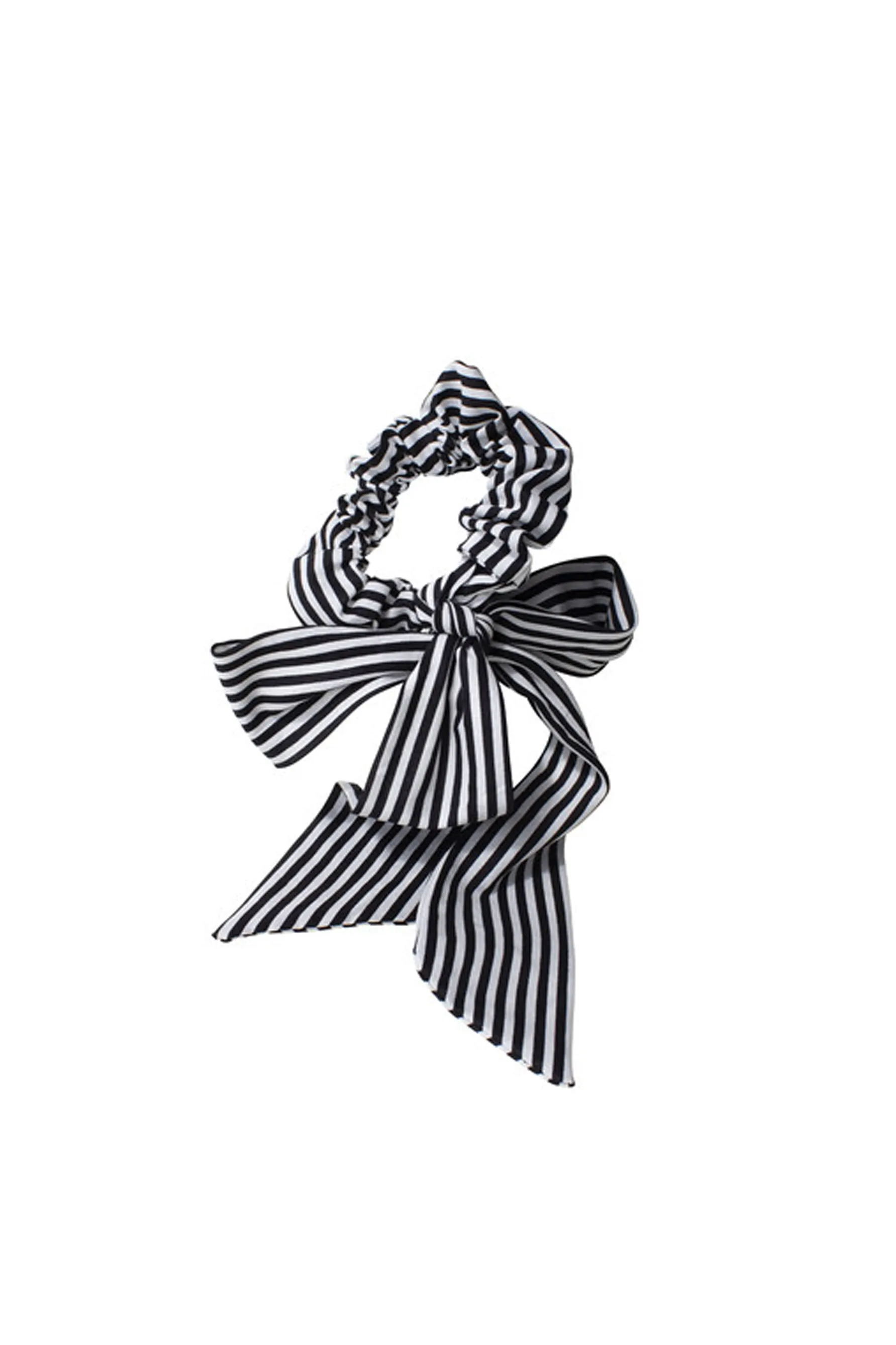 MAE 41-2206 Elastic Scrunchie Black & White Bow