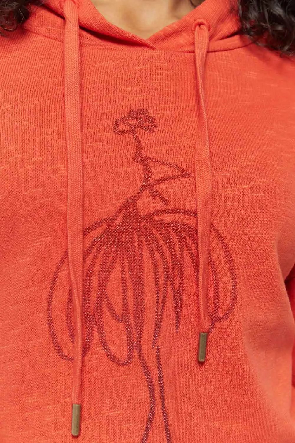 MAORI - Sweat capucine coton bio visuel danseuse flocage gomme pailleté
