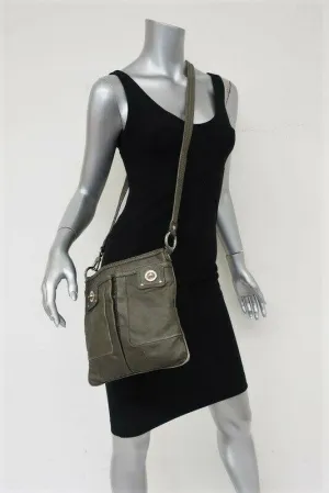 Marc by Marc Jacobs Totally Turnlock Sia Small Crossbody Bag Olive Gray Leather