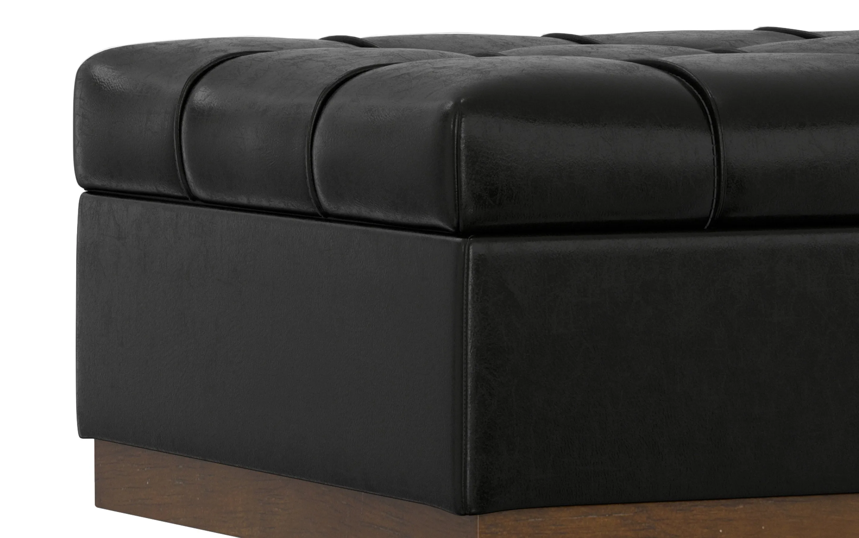 Mariah Coffee Table Storage Ottoman in Distressed Vegan Leather