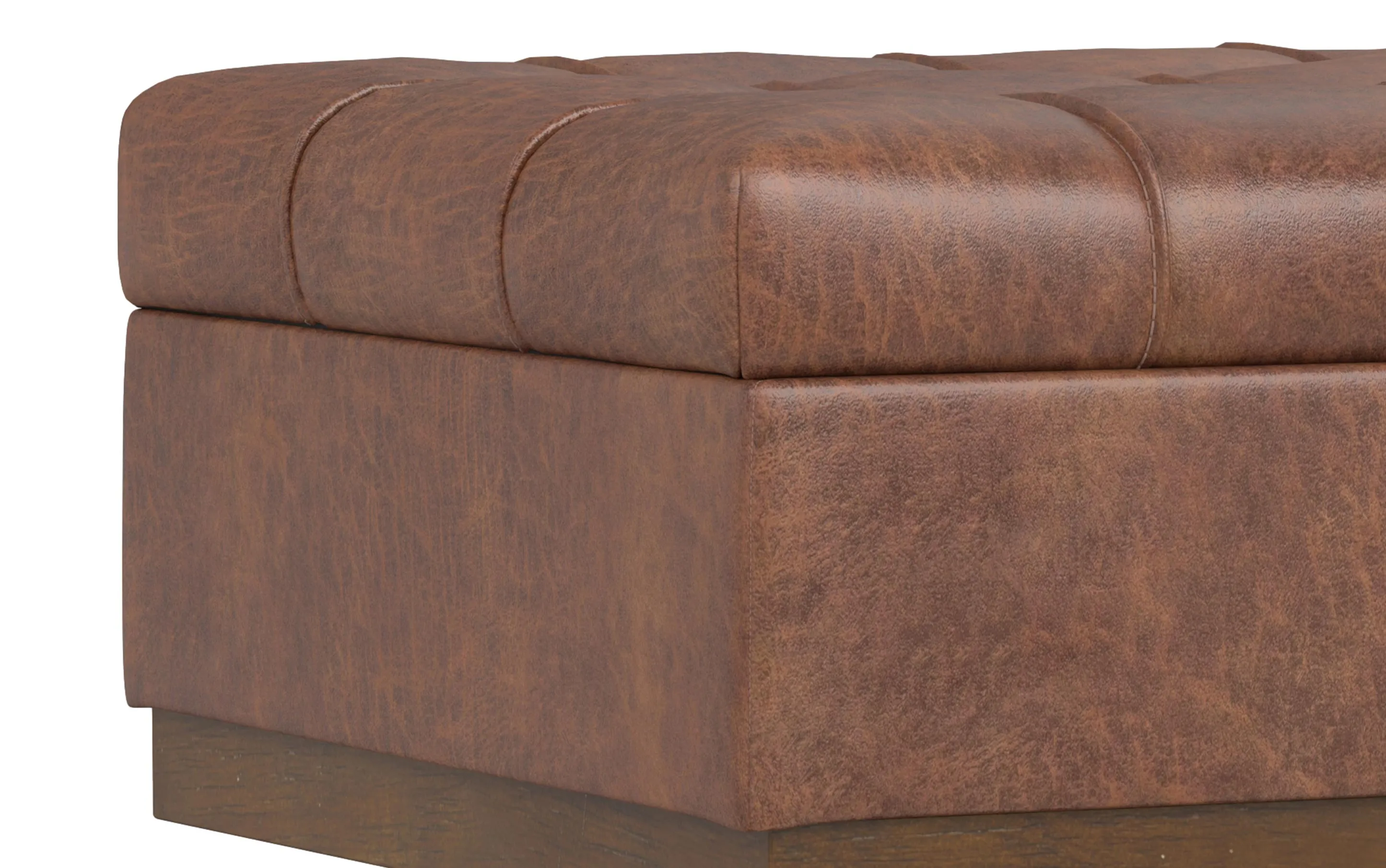 Mariah Coffee Table Storage Ottoman in Distressed Vegan Leather