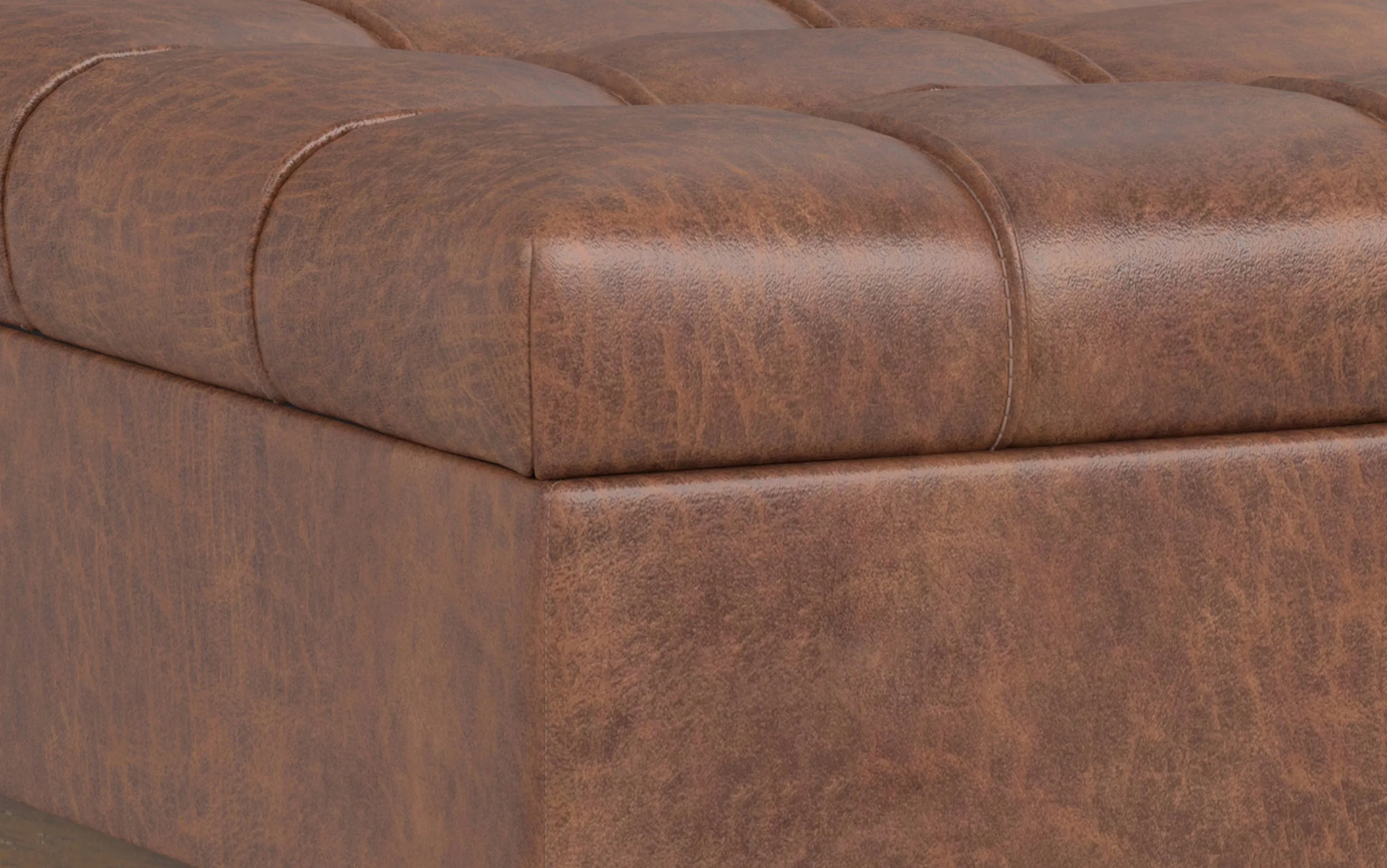 Mariah Coffee Table Storage Ottoman in Distressed Vegan Leather