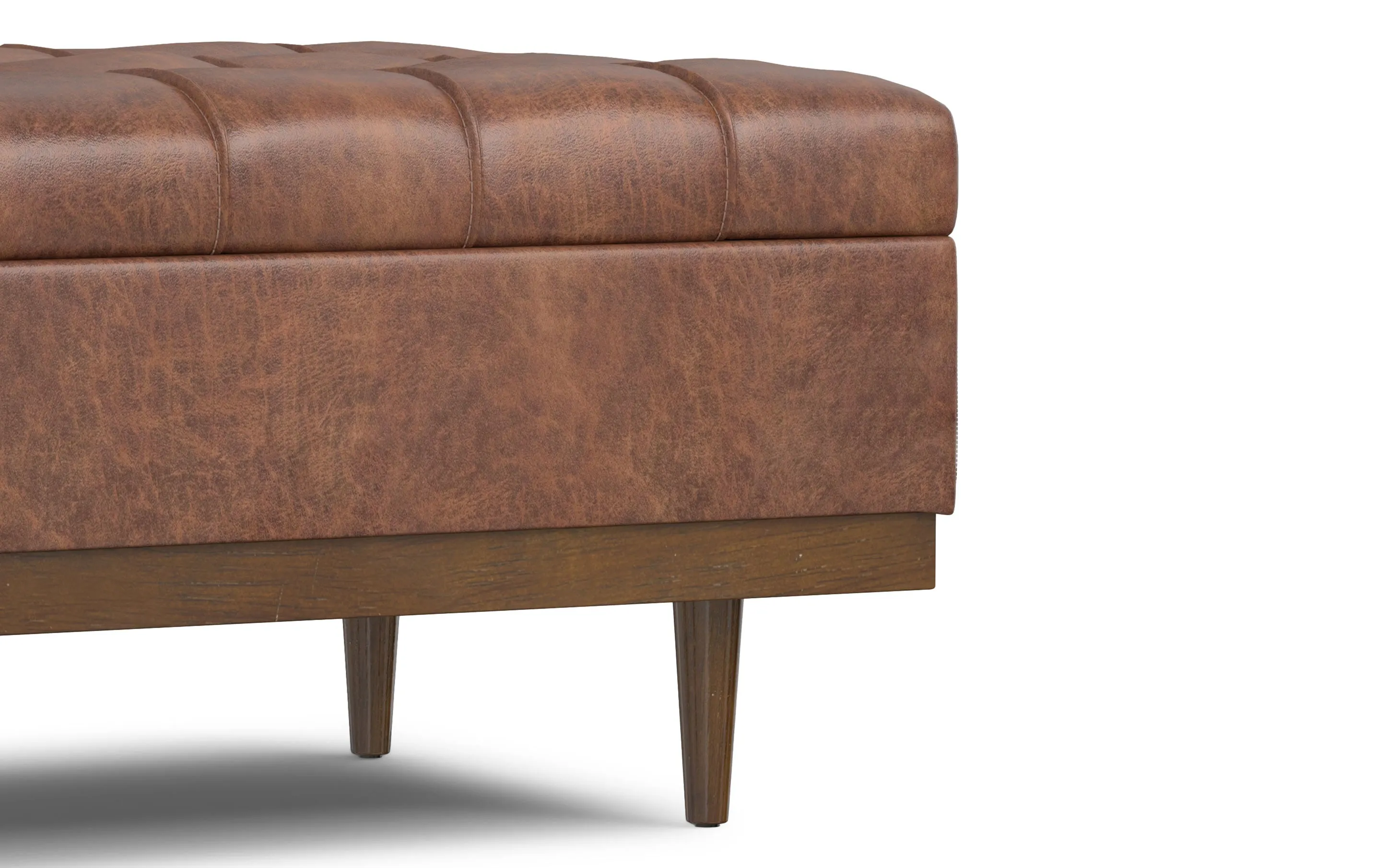 Mariah Coffee Table Storage Ottoman in Distressed Vegan Leather