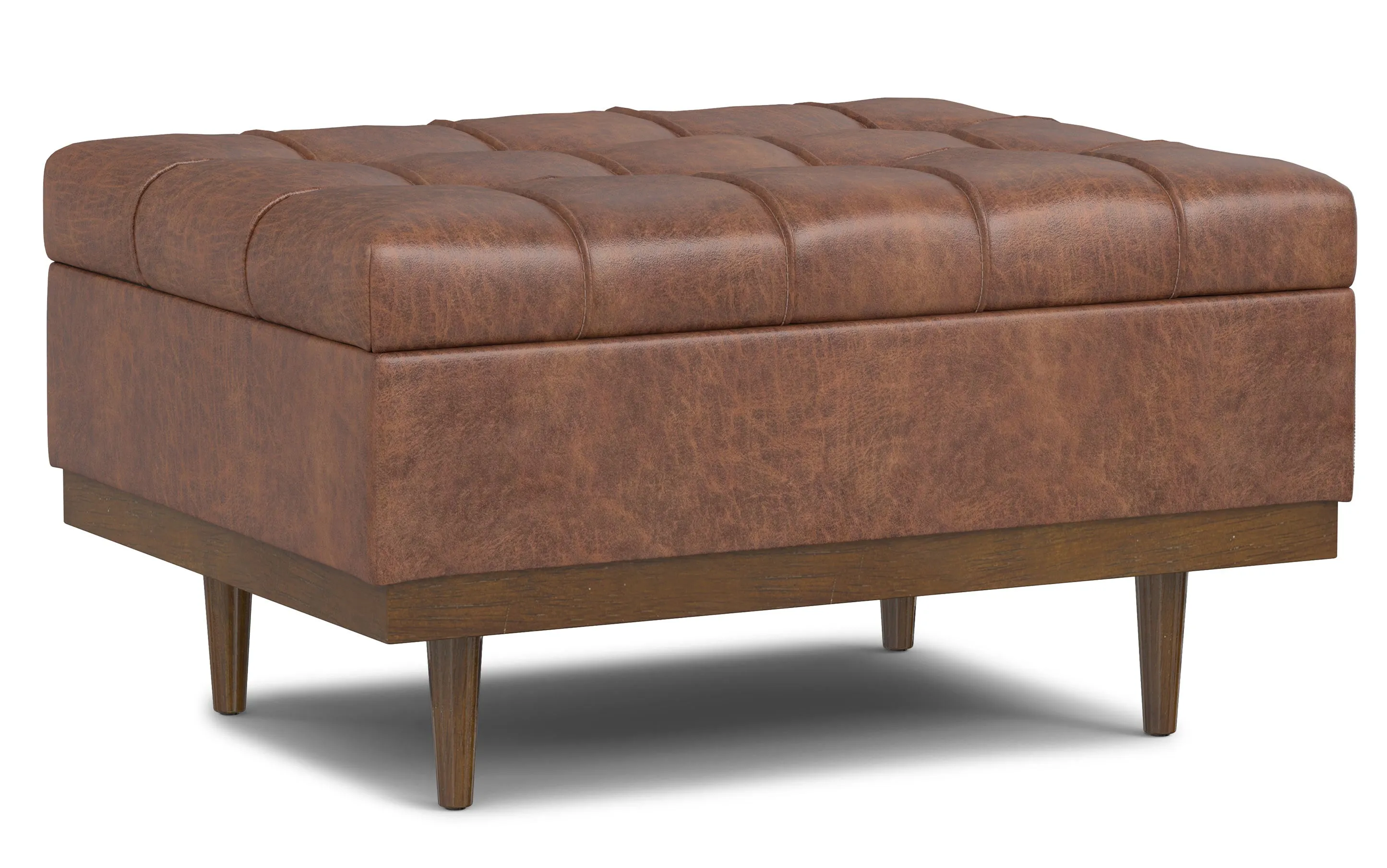 Mariah Coffee Table Storage Ottoman in Distressed Vegan Leather