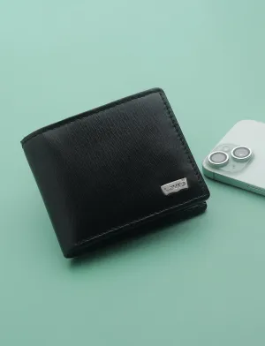 Men's Black Solid Bi-Fold Wallet