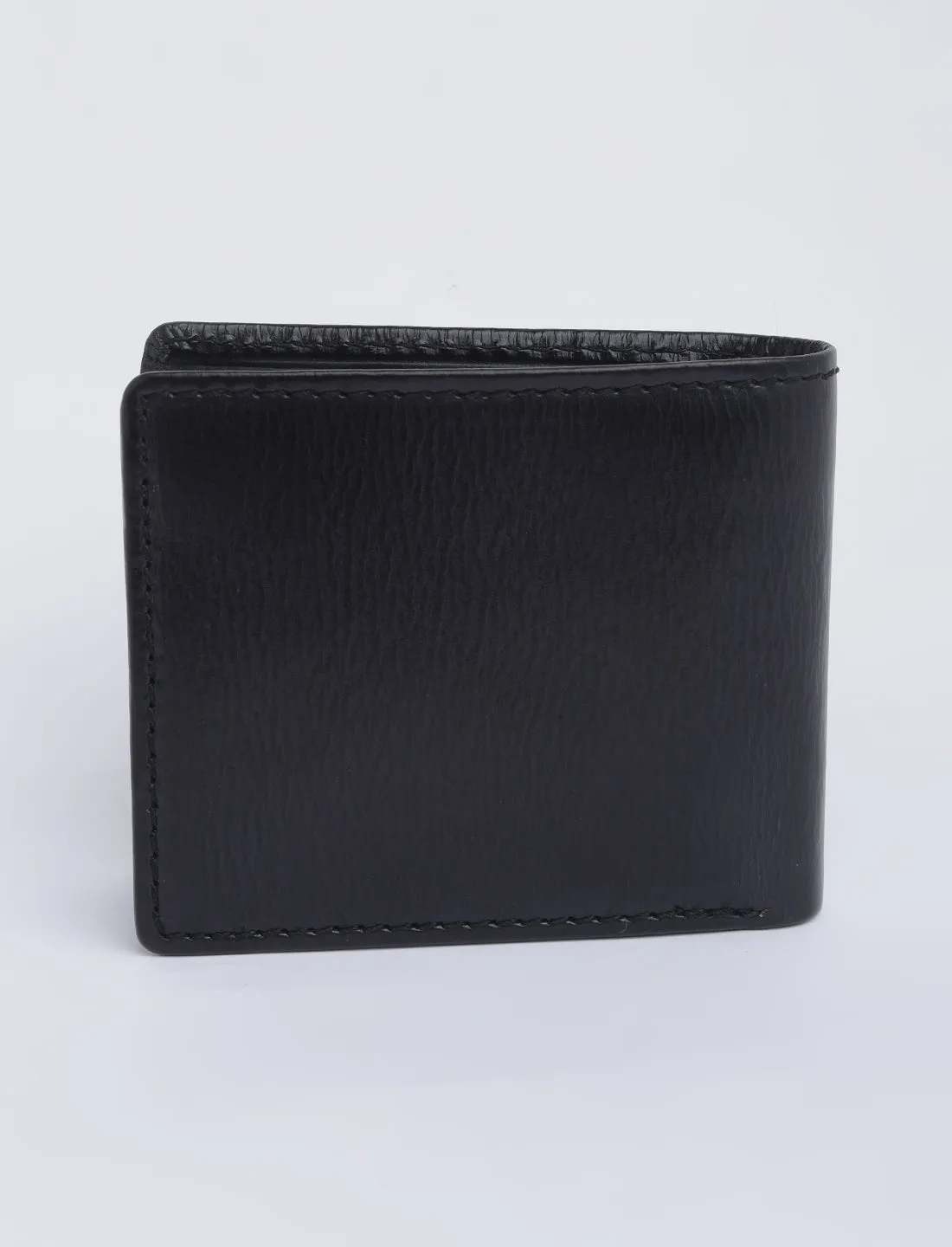 Men's Black Solid Bi-Fold Wallet