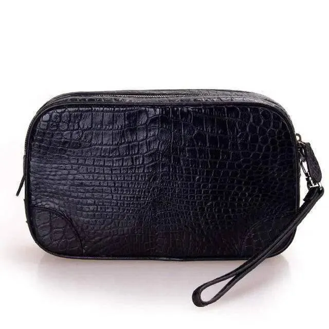 Mens Genuine Crocodile  Leather Clutch,Travel Kits,Toiletry Kits, Wash Bag